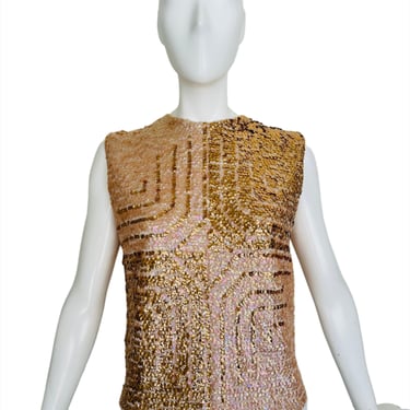 Vintage 1960's Blush and Copper Sequin Knit Shell