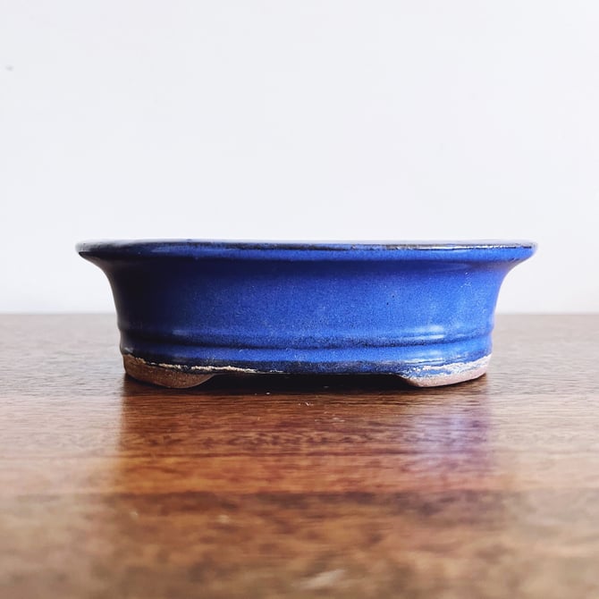 Vintage Ceramic Indigo Bonsai Pot 