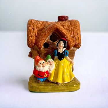 Vintage 1970s Walt Disney World Snow White + The Seven Dwarfs Ceramic Night Light 