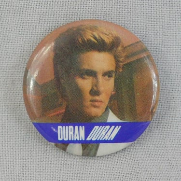 80s Duran Duran Pinback - Simon Le Bon - Original 1984 Licensed Pin Badge Button - Vintage 1980s - 1 1/4