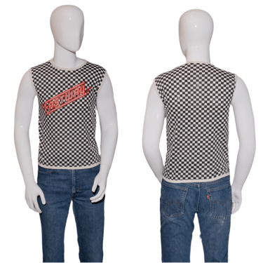 Vintage 1983 Fastway Tour Checkered Muscle Shirt Size S