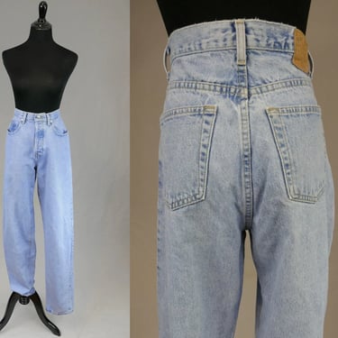 90s Gap Button Fly Jeans - Light Blue Denim Pants - Vintage 1990s Relaxed Fit Tapered Leg - 35