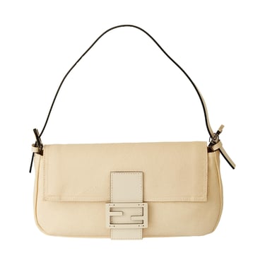 Fendi Ivory Woven Leather Baguette Bag