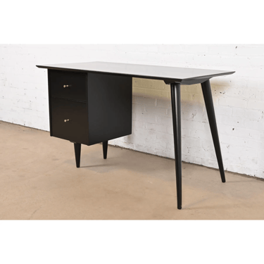 Paul McCobb Planner Group Mid-Century Modern Black Lacquered Writing Desk, Newly Refinished