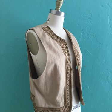 vintage 80's brown embroidered vest // ethnic boho vest 
