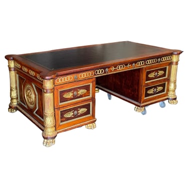 French Neoclassic Style Ormolu Mounted Mahogany Desk 