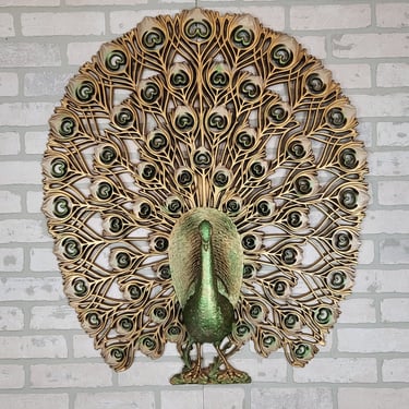 Burwood Products Large Golden Peacock Wall Hanging Made in the USA 4314 