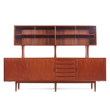 Arne Vodder for Sibast Model 76 Mid Century Danish Teak Tambour Door Credenza and Hutch - mcm 