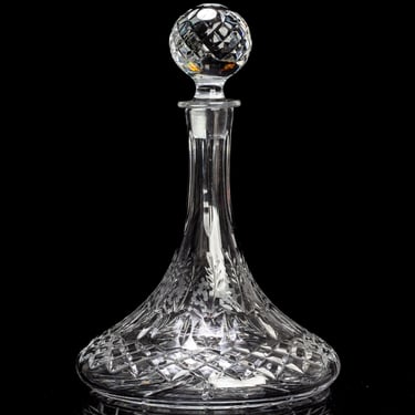 Vintage Crystal Ships Decanter With Stopper - Intricate Cut Glass & Etched Floral Design | Rogaska Crystal 
