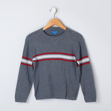 Vintage Y2k Grey & Red Striped Sweater - 2000s, skater, knit, pullover, stripes  Women's S 