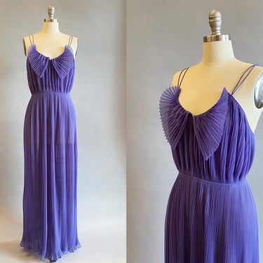 1960's Vanity Fair Nightgown / Purple Maxi Dress / Slip Dress / Knife Pleat Maxi Dress  / Size: Med/Lrg 