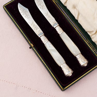 Victorian Mother of Pearl and Silverplate Spreaders