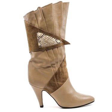 Pleat Detailed Leather Ankle Boots