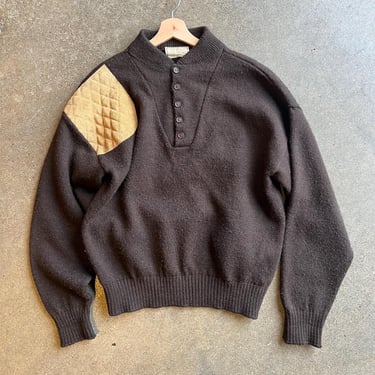 Large, Vintage LL Bean Shooting Hunting Brown Sweater, Henley 