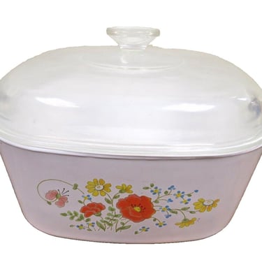 Corning Ware Wildflower A-5-B Casserole Dish Dutch Oven w/Lid 5 Liter Vintage 