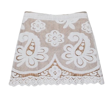 Calypso - White Crochet Lace Skirt Sz S