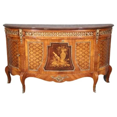Outstanding Inlaid Bronze Mounted French Louis XV Style Sideboard Circa 1960