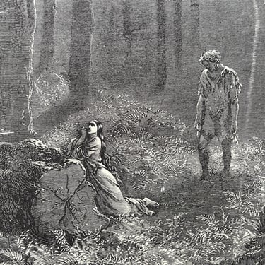 Gustave Doré The Princess and Fairy Sprite Original Engraving Book Illustration 