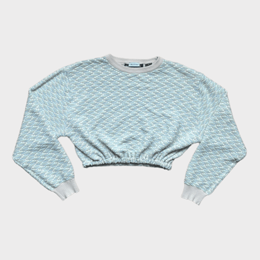 Reworked Neutral Blue Crop Grandpa Sweater (XS-M)