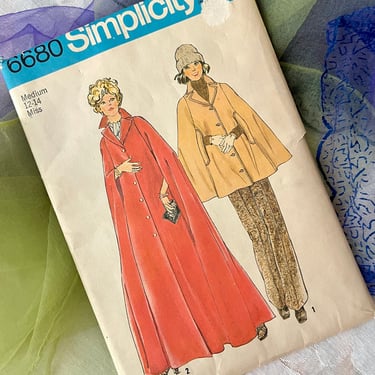 Simplicity Sewing Pattern, Cloak, Cape, Maxi Coat, Factory Folded, Instructions Included, Vintage 70s 