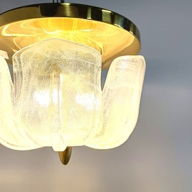 Flush mount ceiling light by Glashutte Limburg, 1960s - mid century modern pendant light - glass pendant light - flower light 