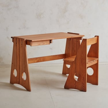 Pine Desk with Chair by Gilbert Marklund for Furusnickarn AB, Sweden 1970s