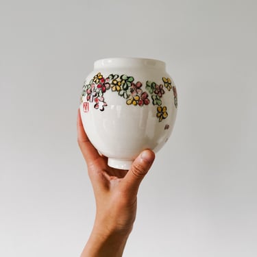 Bamboo Brush Floral Barrel Vase // handmade ceramic pottery 