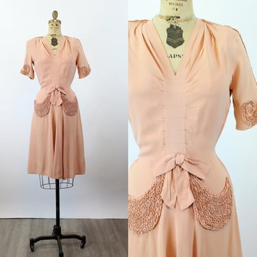 1940s NEW YORK CREATIONS blush rayon dress small | new summer 