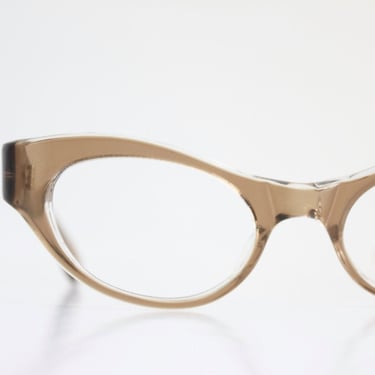 Vintage 50's Fawn Brown Wrap Cat Eye Eyeglasses Sunglass Frames 