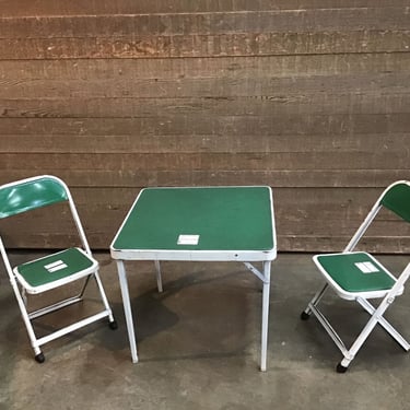 Vintage Child’s Metal Folding Table & Chairs (Tacoma)