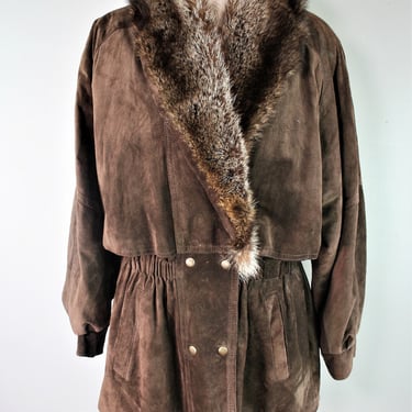 Timberline Tammy  - Marvin Richards - L - Suede Jacket - Raccoon Collar 