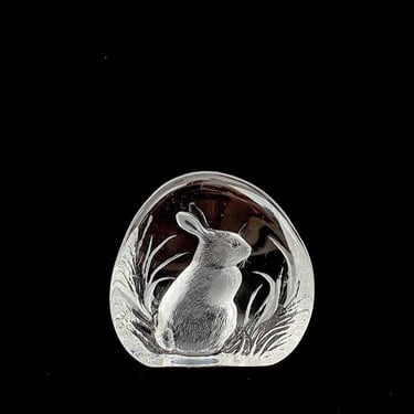 Vintage Mid Century Modern Art Glass RABBIT Paperweight Paperweight Figurine Lead Crystal Sculpture Mats Jonasson Maleras Glassworks Sweden 