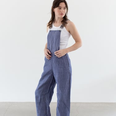 Vintage 30 Waist 50s Blue French Linen Overalls Trousers | Sailor Coveralls | 