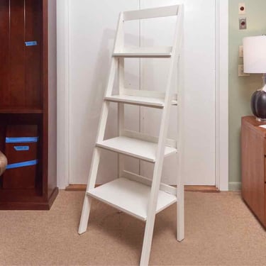 White Finish 4 Shelf Ladder Etagere
