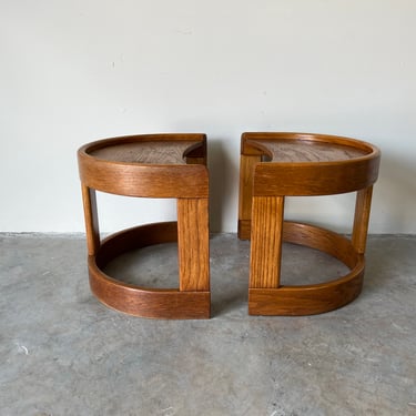 Howard Mid-Century Modern Oak Side Tables - a Pair 