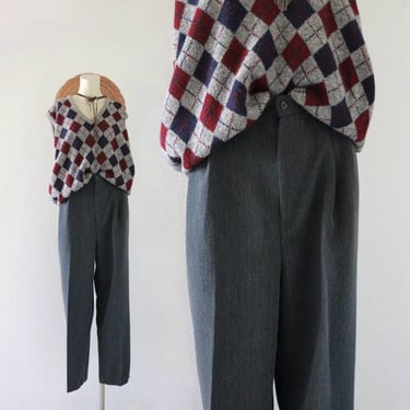 high waist charcoal trousers - 31.5 - vintage 90s y2k womens charcoal gray pleat pleated front pants 