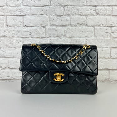 Chanel Vintage Lambskin Double Flap, Small, Black/Gold Hardware