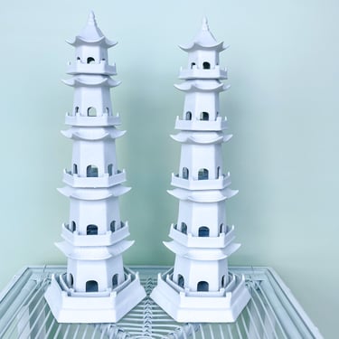 Pair of Modern Ceramic Pagoda Tulipieres