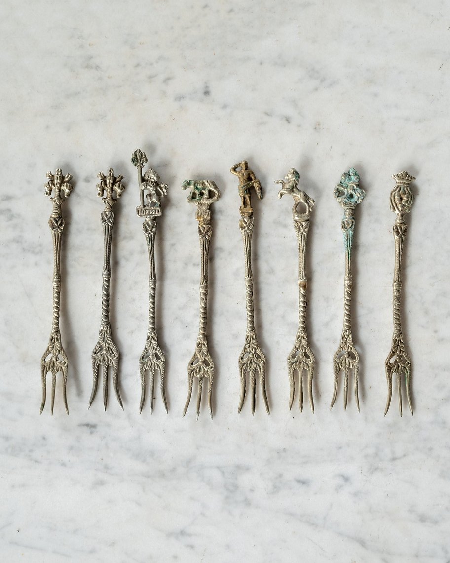 Silver Plated Italian Masonic Forks, set of 8 Joliette Pickering