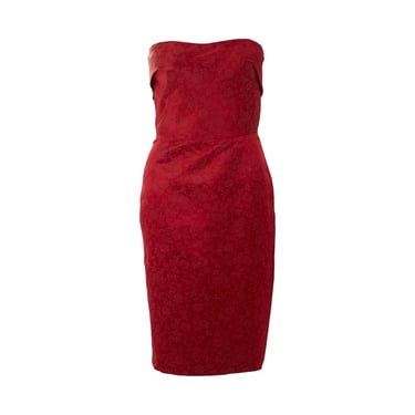 Dolce & Gabbana Red Floral Print Strapless Dress