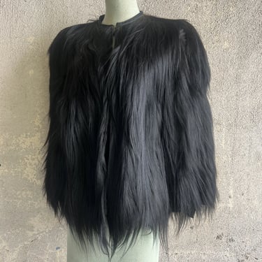 Antique 1920s 1930s Black Monkey Fur Dress Coat Art Deco Nathan Berman Vintage