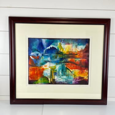Original Gail Perazzini Abstract Modern Art Monotype Print Dreamscape Painting Signed 
