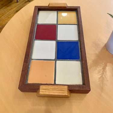 Custom serving tray with 1950s colored tiles