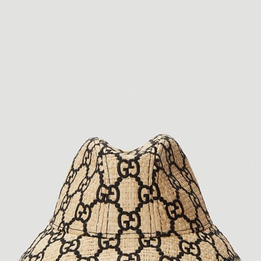 Gucci Women Woven-Straw Bucket Hat In Beige