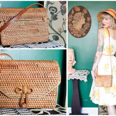 Bamboo & Leather Summer Purse // 50s style inspired handbag 