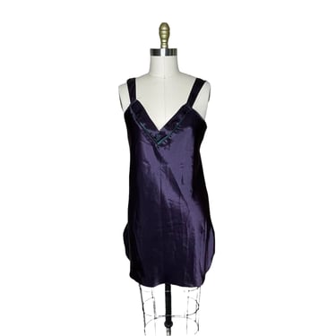 Vintage California Dynasty Nightgown Satin Purple or Navy? Lingerie size M 