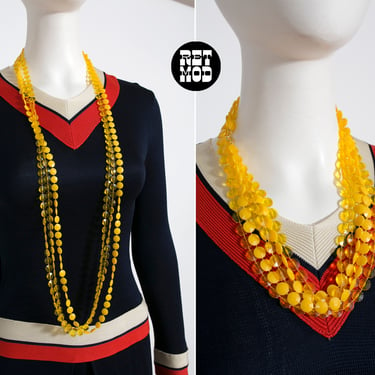 Lovely Vintage Yellow Beaded 3-Strand Necklace - Wear Short or Long 