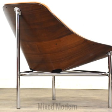 Chrome and Walnut Lounge Chair by Directional 