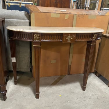 Demilune Console Table with Striped Marble Top