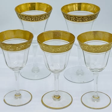 Vintage Set of five Optic  Rambler Rose pattern Cordial Glasses by Tiffin Franciscan 
